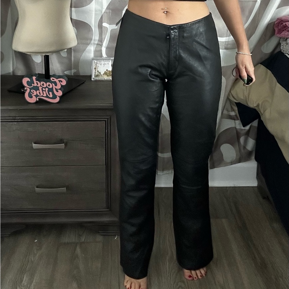 Vakko Black Leather Pants